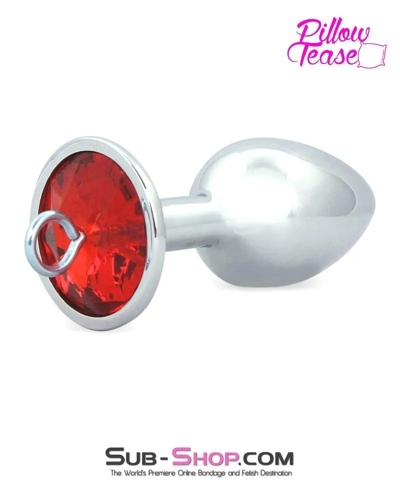 0307E      Eye Hook Red Gem Small Chromed Butt Plug - LAST CHANCE - Final Closeout!