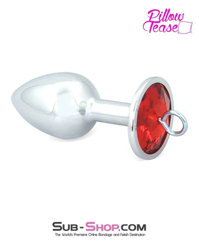 0307E      Eye Hook Red Gem Small Chromed Butt Plug - LAST CHANCE - Final Closeout!