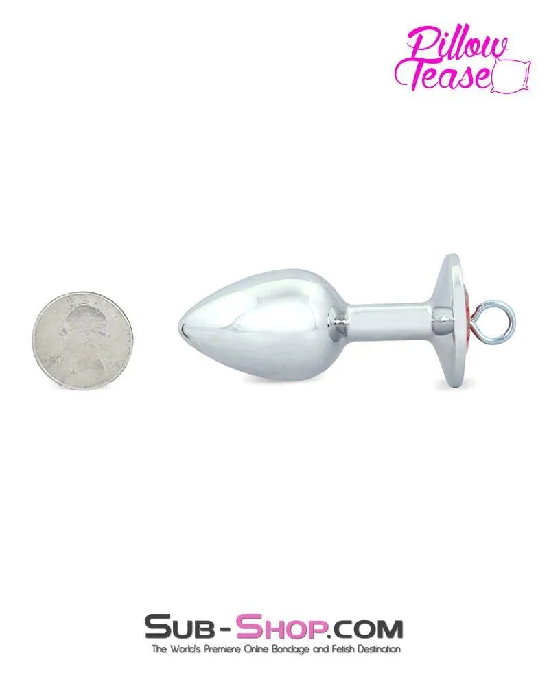 0307E      Eye Hook Red Gem Small Chromed Butt Plug - LAST CHANCE - Final Closeout!