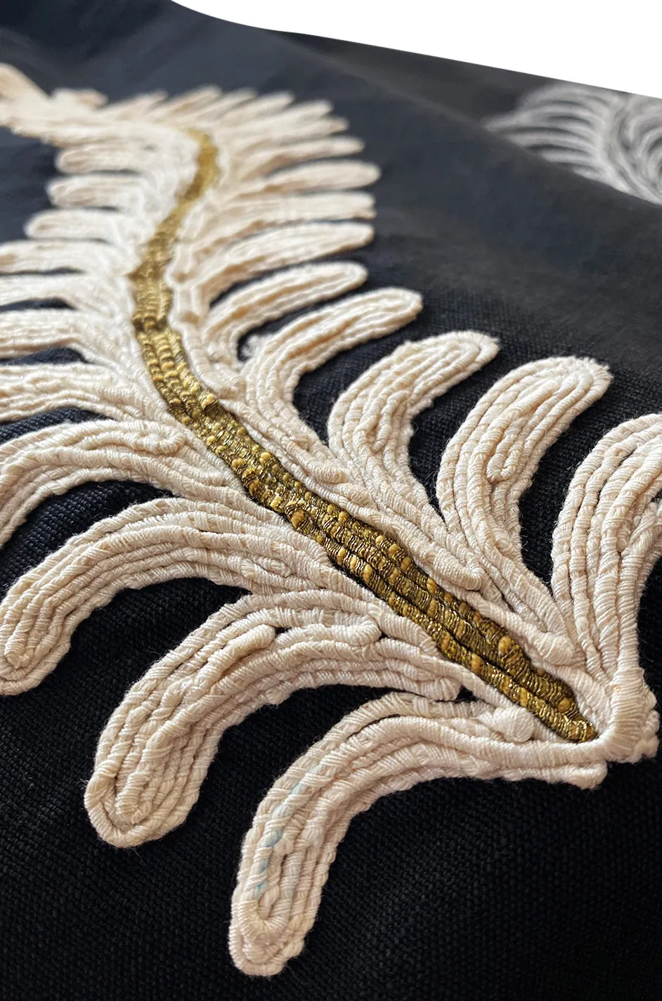 1950s Heavy Cotton / Canvas Strapless Dress  w Hand Applied Cord Applique