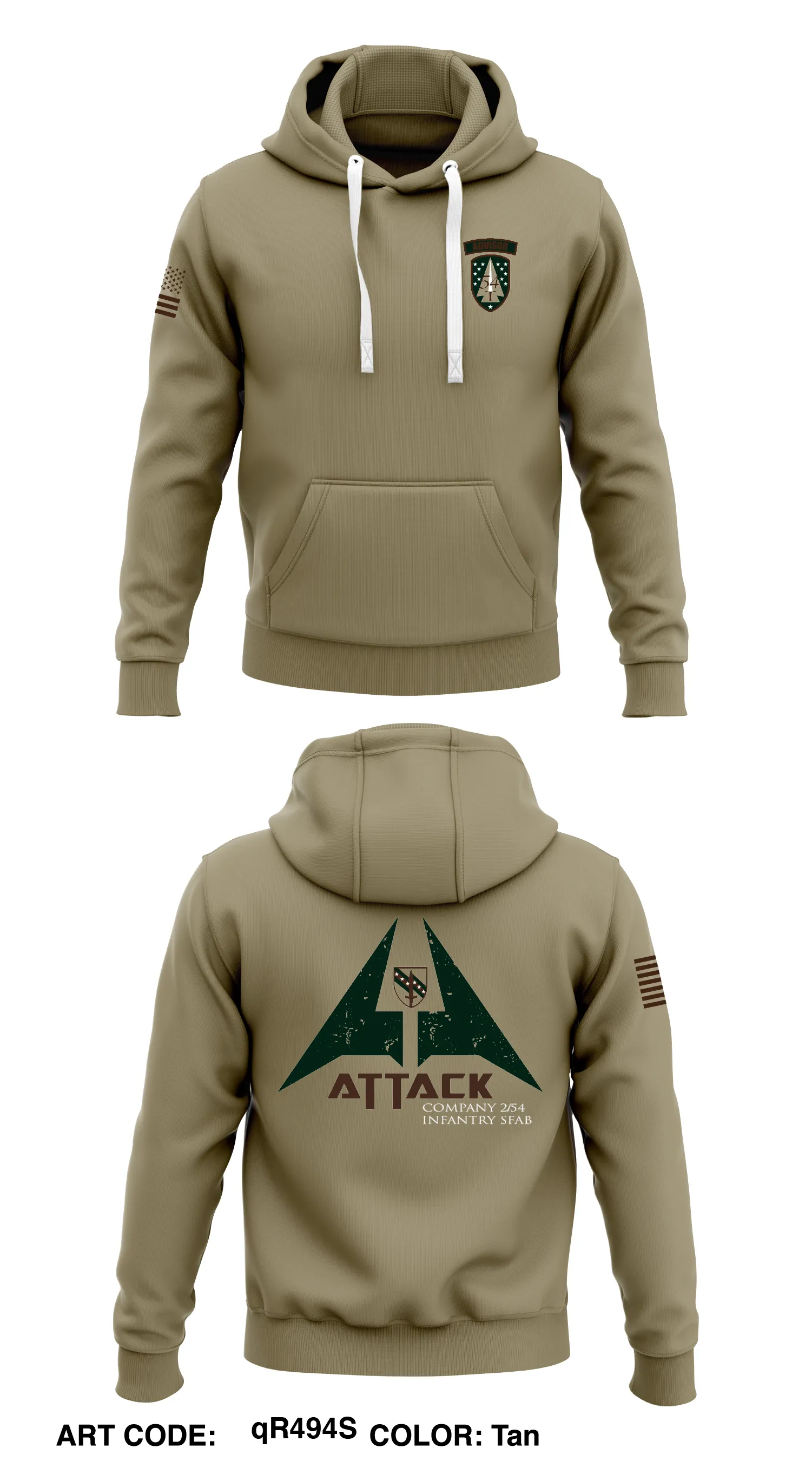 A Co 2/54 SFAB IN Store 1  Core Men's Hooded Performance Sweatshirt - qR494S