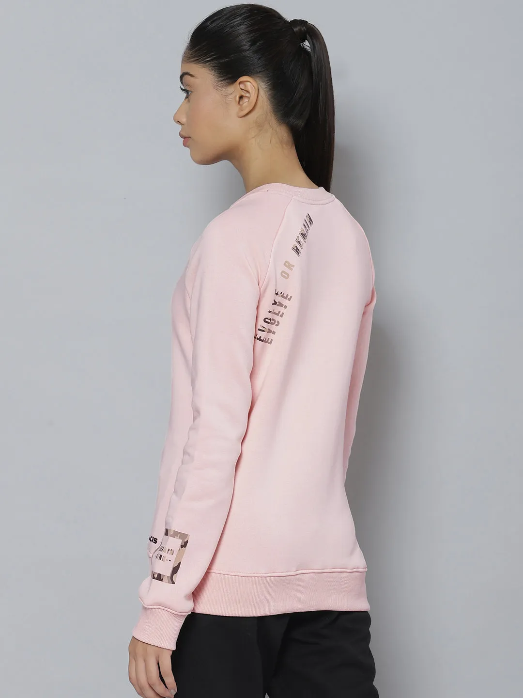 Alcis Women Peach-Coloured Printed Sweatshirt