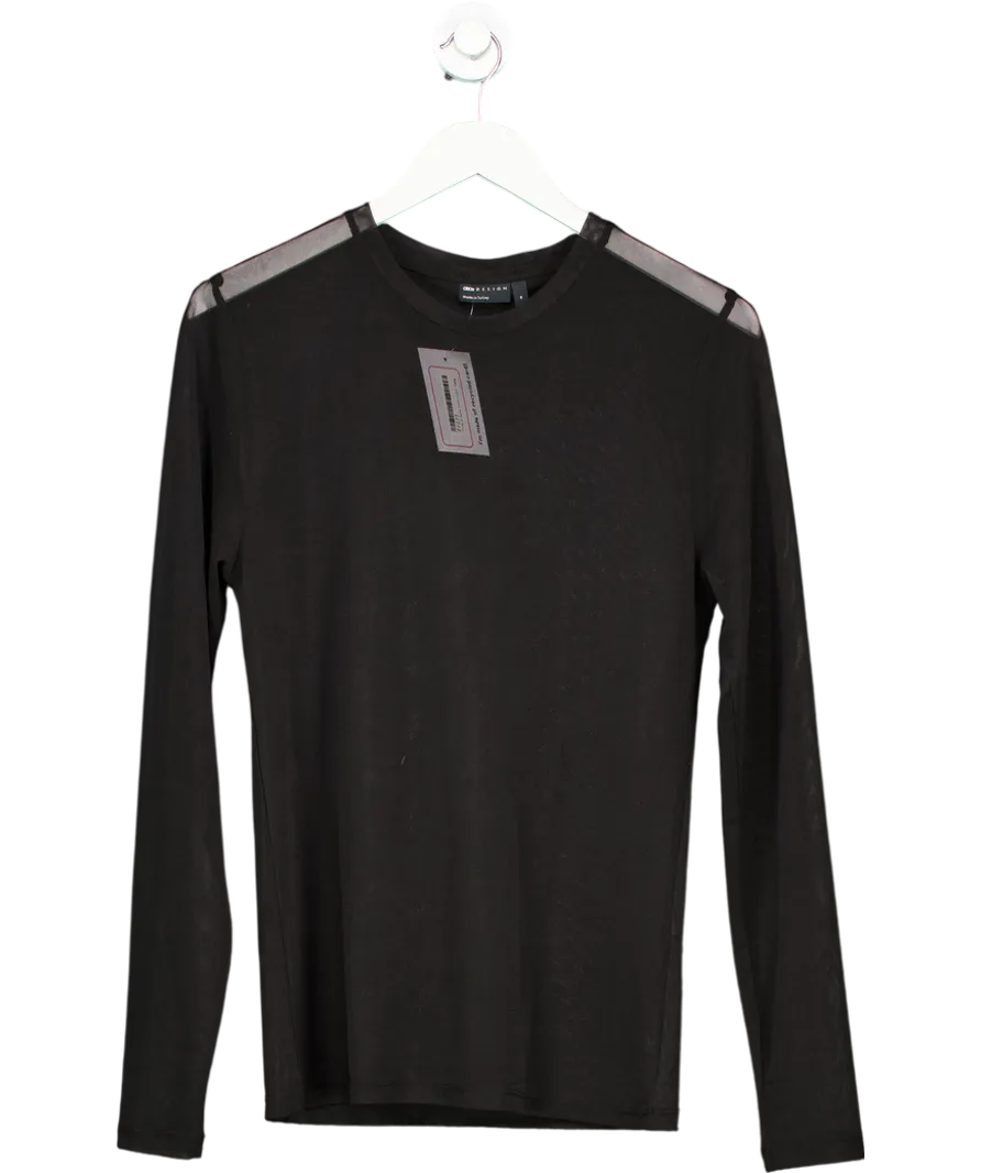ASOS Black Long Sleeve Mesh Top UK M