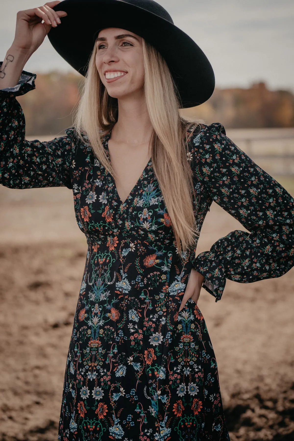 'Astrid' Floral & Horseshoe Printed Maxi Dress (XS-XXL)