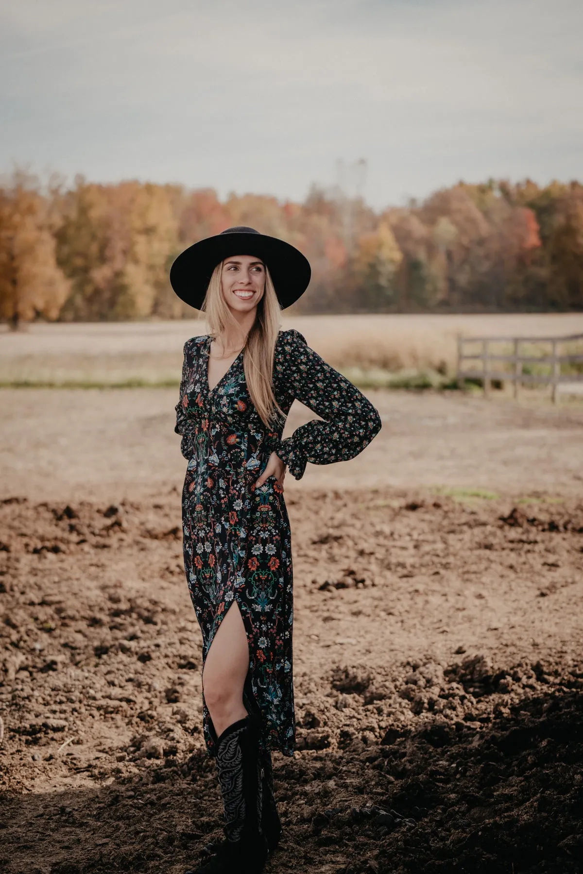 'Astrid' Floral & Horseshoe Printed Maxi Dress (XS-XXL)