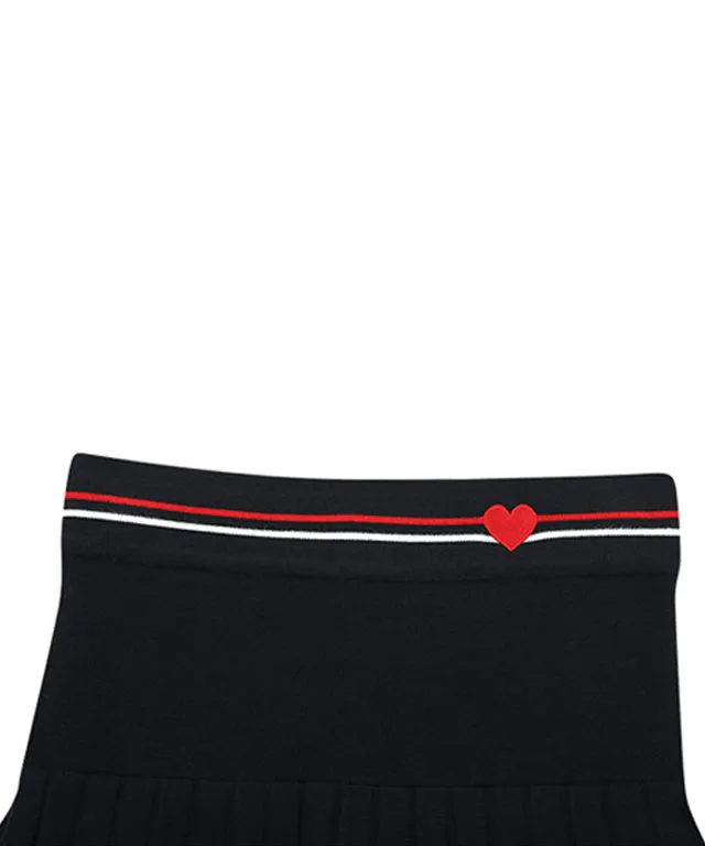 AVEN Pleated Knit Skirt - Dark Navy