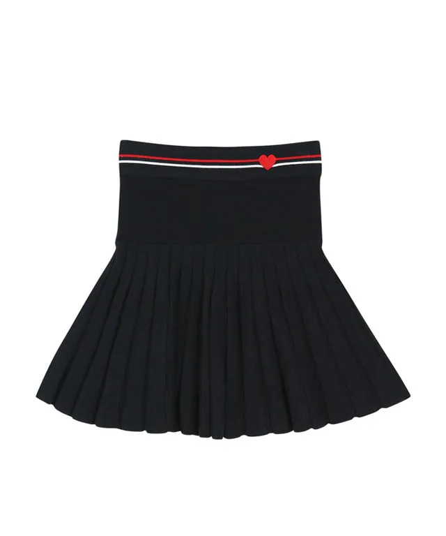 AVEN Pleated Knit Skirt - Dark Navy