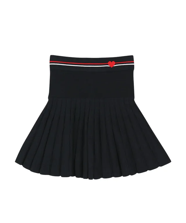 AVEN Pleated Knit Skirt - Dark Navy