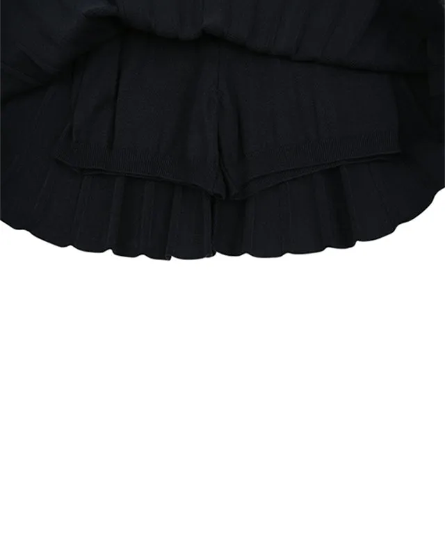 AVEN Pleated Knit Skirt - Dark Navy