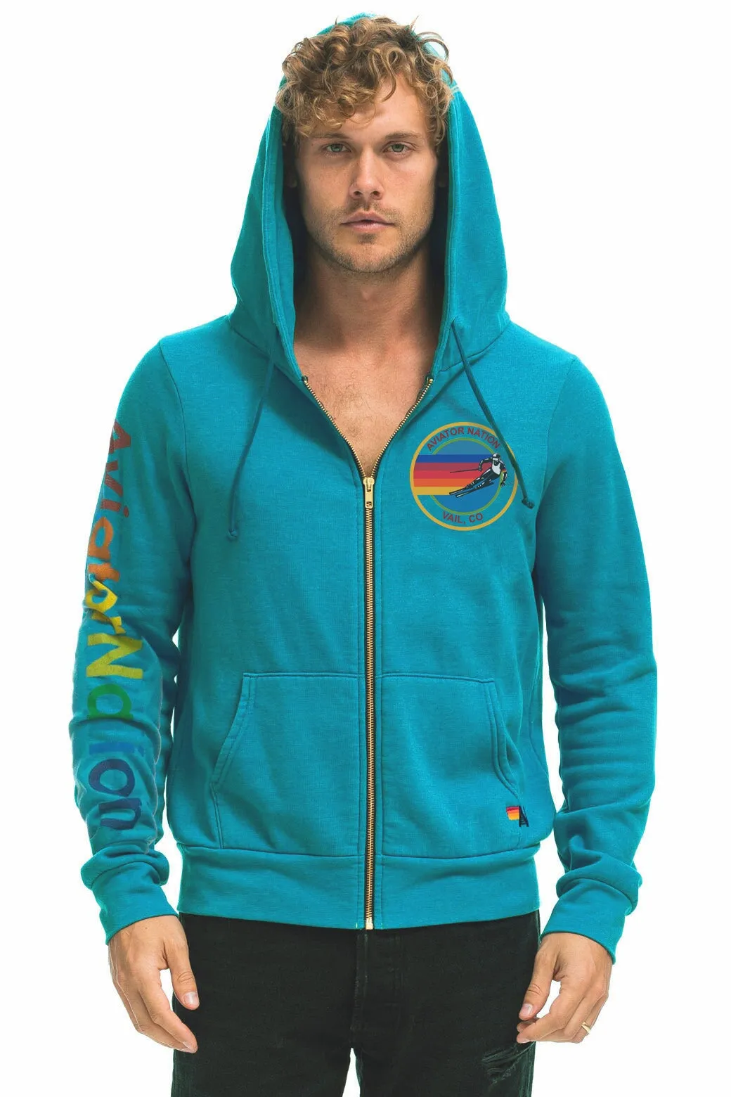 AVIATOR NATION VAIL ZIP HOODIE - TEAL