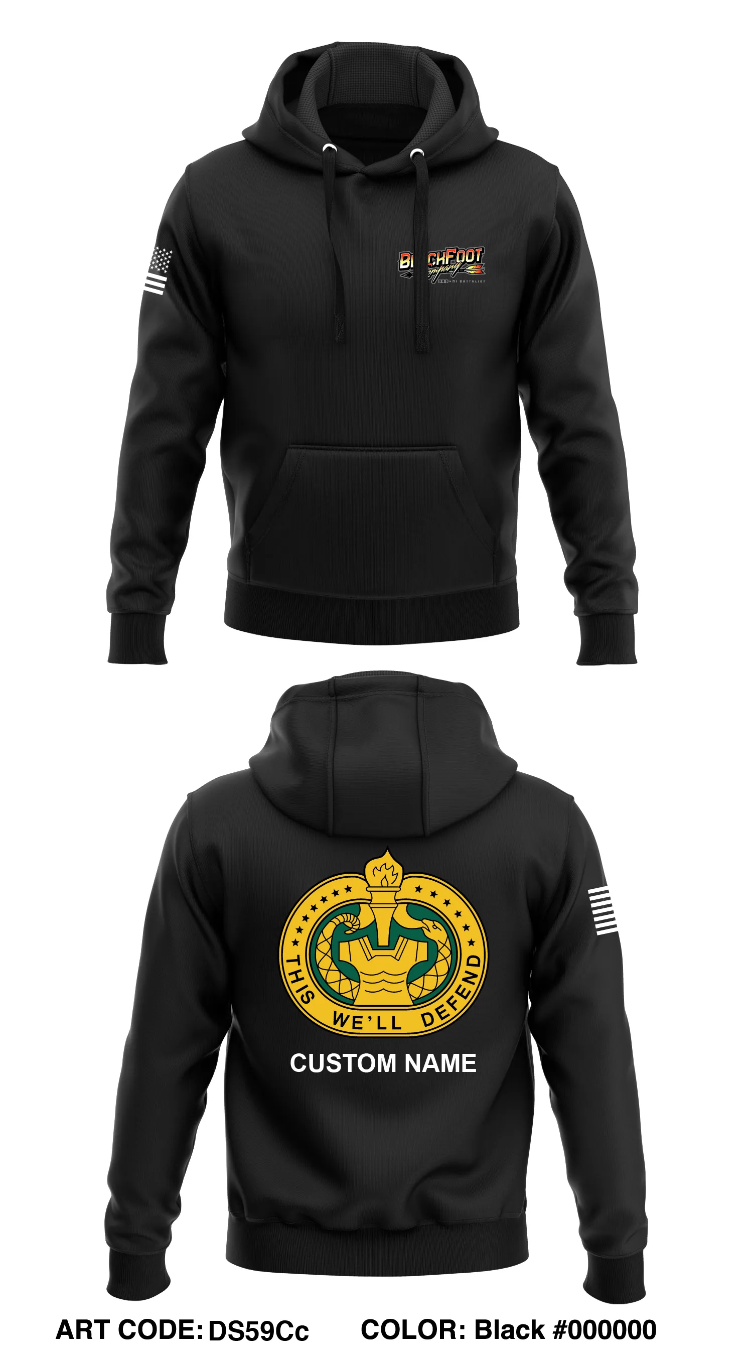 B Co 39th MI BN DS  Core Men's Hooded Performance Sweatshirt - DS59Cc (Copy)