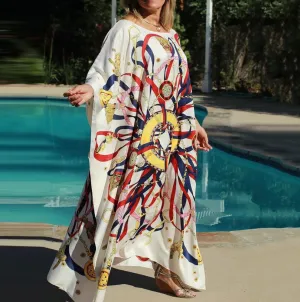 Beach Kaftans for Women 2022 Trend Printed Bohemian Maxi Dresses Swimsuit Cover Ups Summer Bathing Suits Tunic