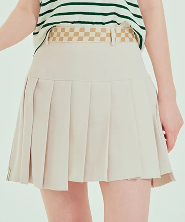 BENECIA 12 Checkers Unbalanced Culottes  - Beige