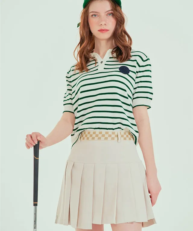BENECIA 12 Checkers Unbalanced Culottes  - Beige