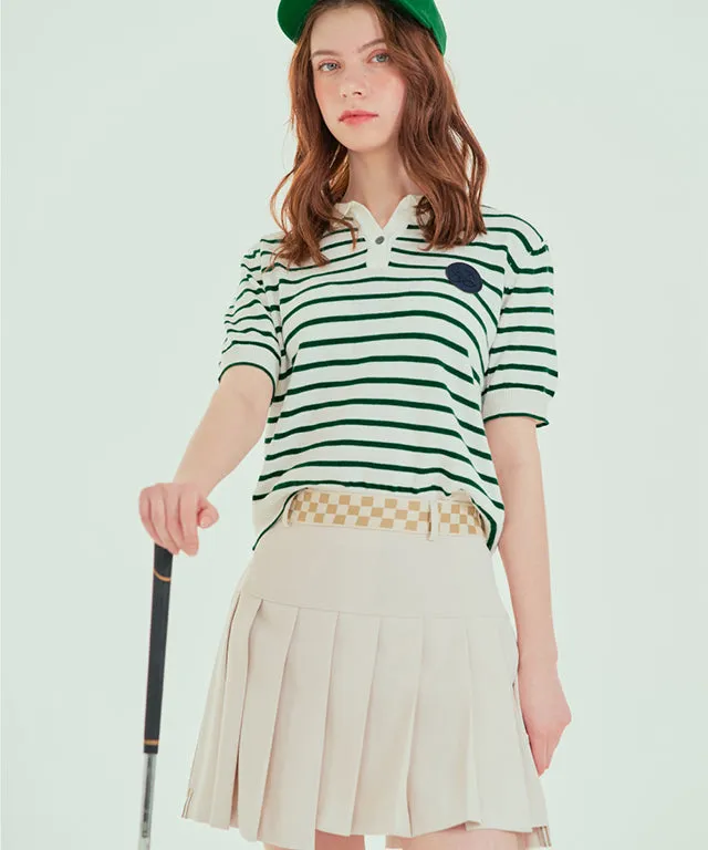 BENECIA 12 Checkers Unbalanced Culottes  - Beige