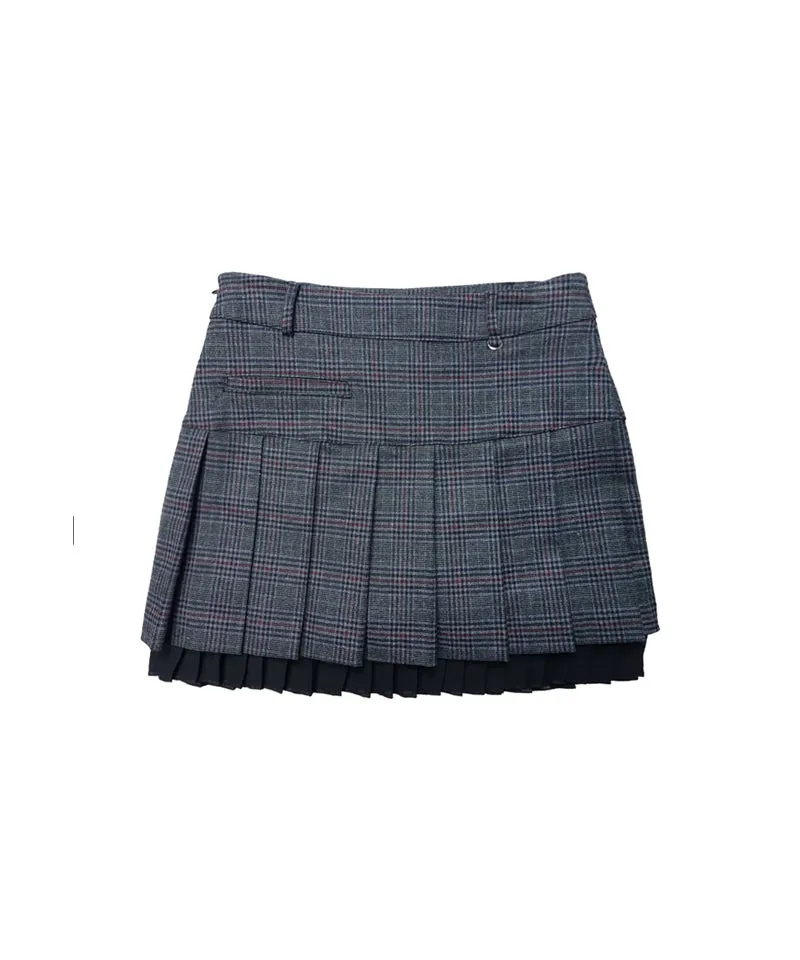 BENECIA 12  Classic Check Skirt With Fleece Lining - Gray