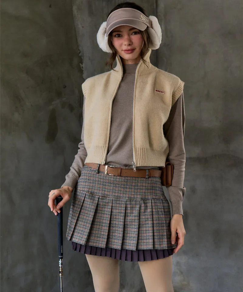 BENECIA 12  Classic Check Skirt With Quilting -  Brown