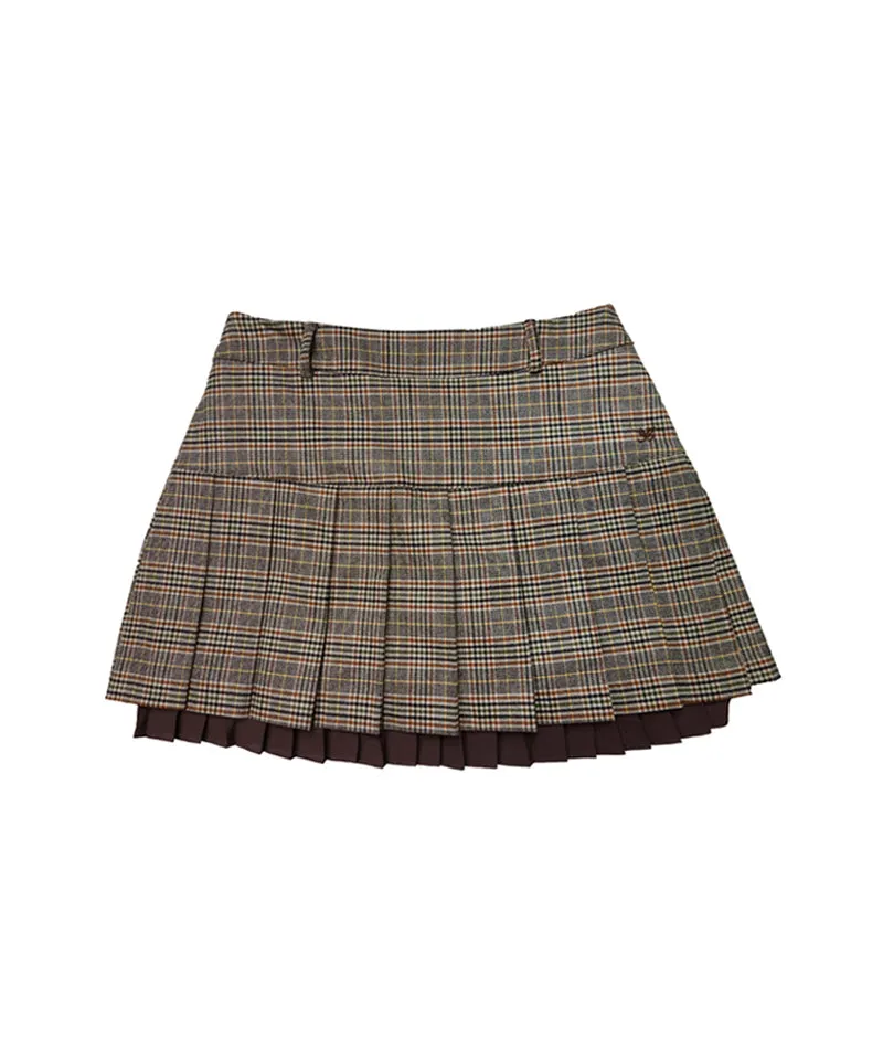 BENECIA 12  Classic Check Skirt With Quilting -  Brown