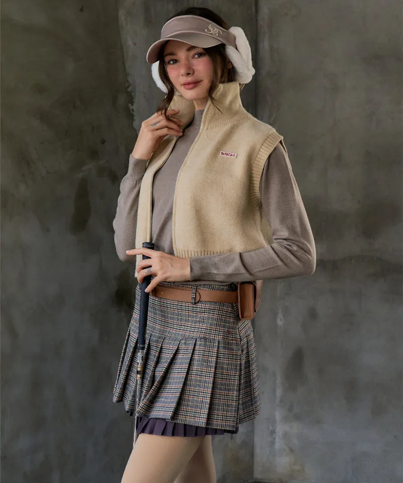 BENECIA 12  Classic Check Skirt With Quilting -  Brown