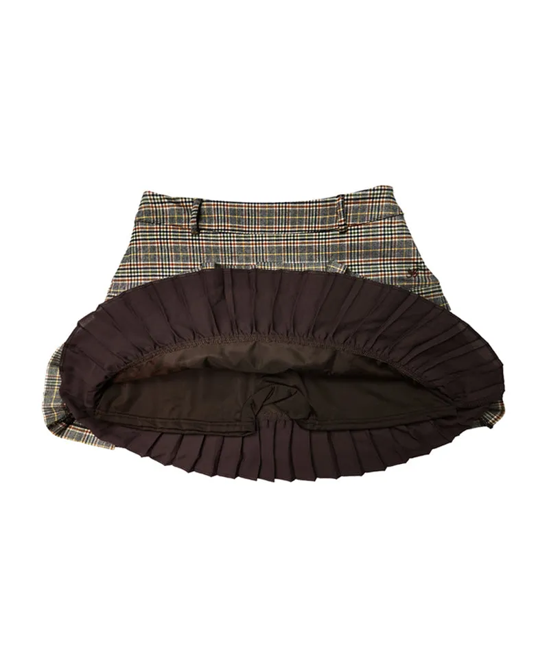 BENECIA 12  Classic Check Skirt With Quilting -  Brown