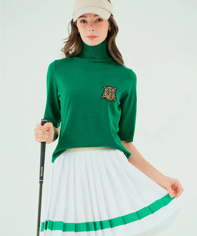 BENECIA 12 Color Matching Pleats Skirt - White Green
