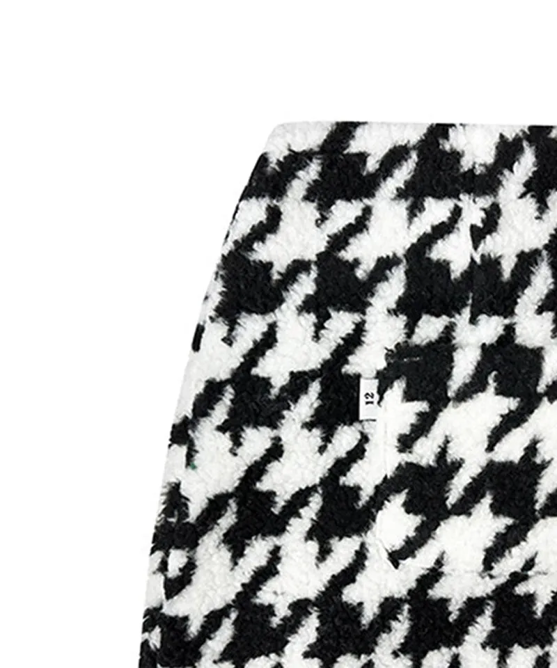 BENECIA 12 Fleece Houndstooth Skirt - Black
