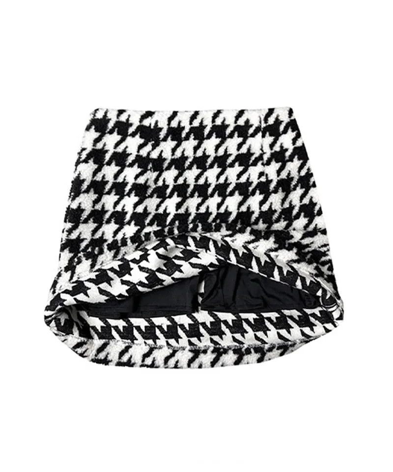 BENECIA 12 Fleece Houndstooth Skirt - Black