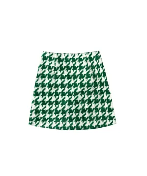 BENECIA 12 Fleece Houndstooth Skirt - Green