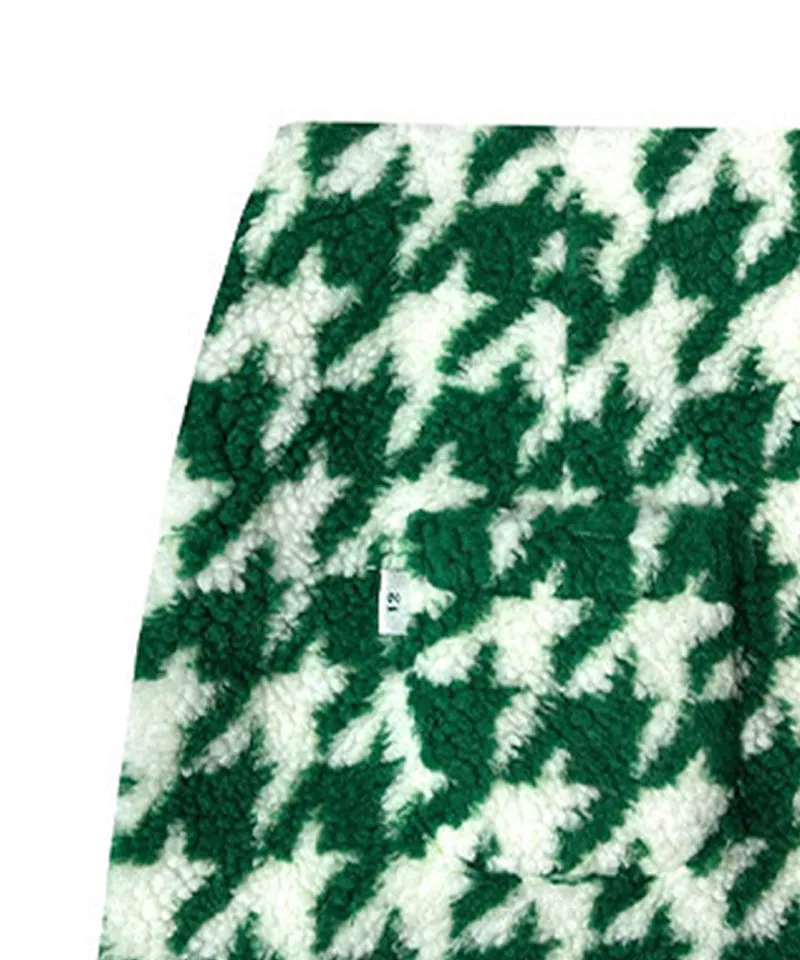 BENECIA 12 Fleece Houndstooth Skirt - Green