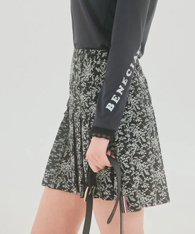 BENECIA 12 Flower Unbalance Skirt - Black