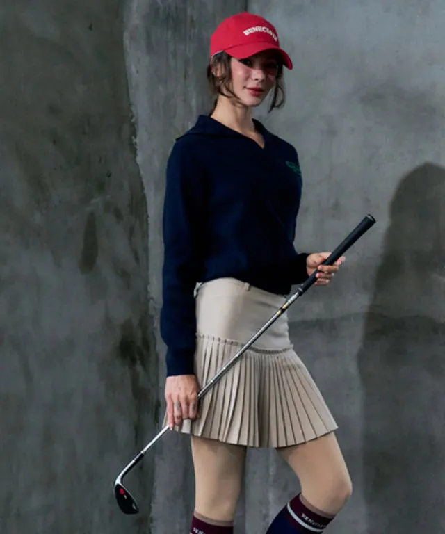 BENECIA 12 Frill Pleated Skirt - Beige