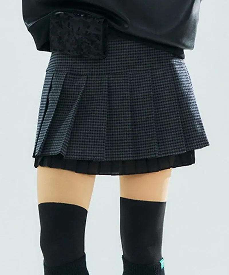 BENECIA 12 FW Fleece Wappen Check Skirt - Gray/Black