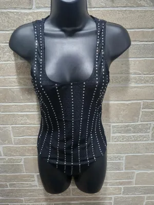 Black Mesh Studs Bodysuit 3/7/24 8155