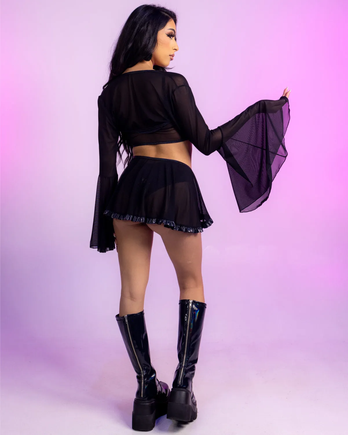 Black Spectrum Ruffle Shrug