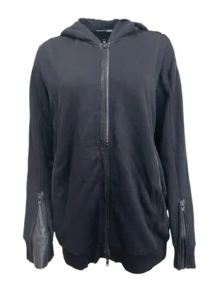 BLK DNM Women's Black Transparent Back Hooded Zip Sweatshirt 8 Size M NWT