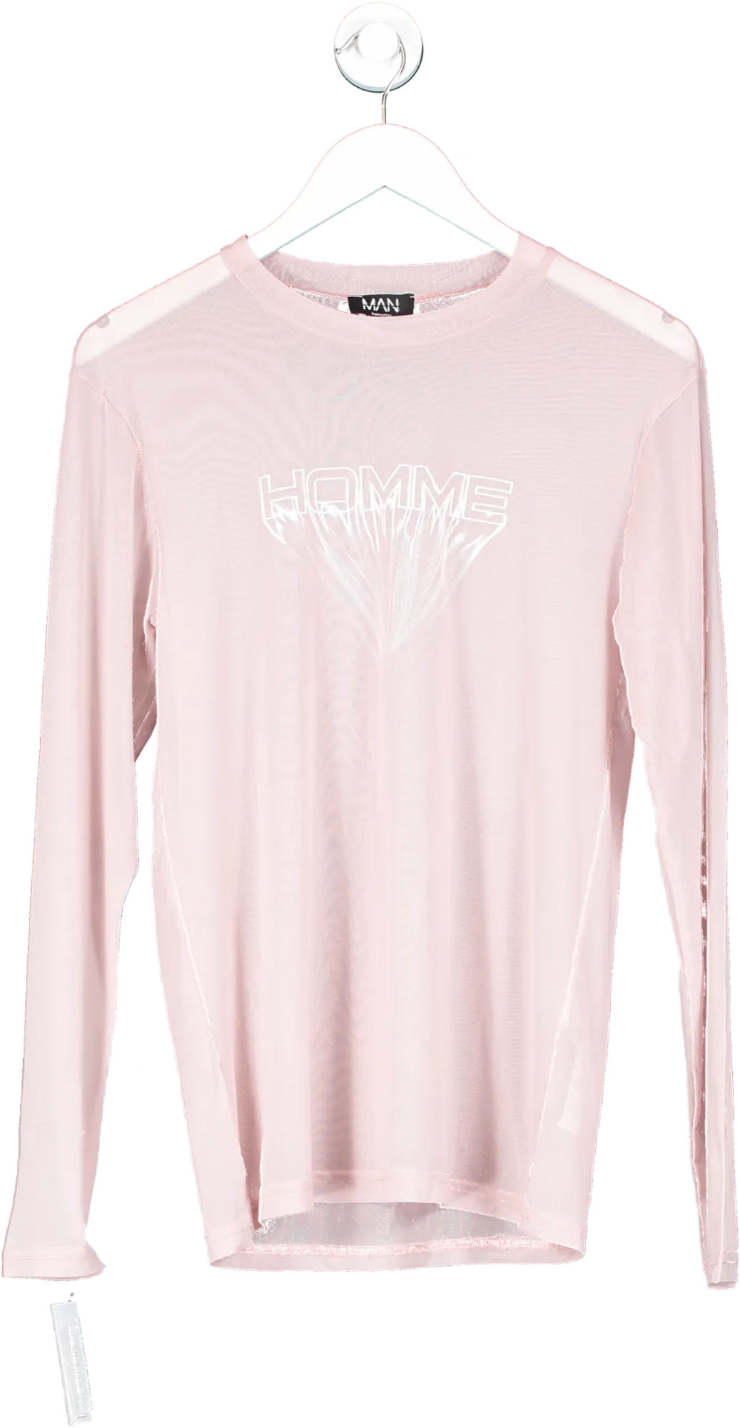 boohooMan Pink "homme" Mesh Long Sleeved Top UK M