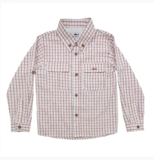 Boys Flagler Fishing Shirt - Red Plaid