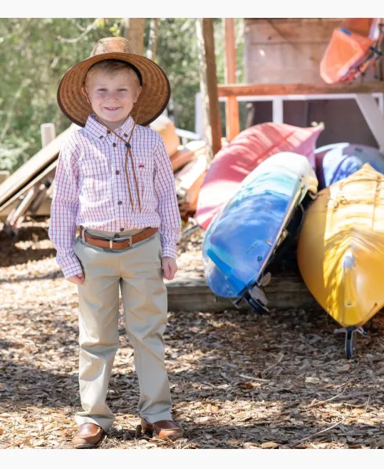 Boys Flagler Fishing Shirt - Red Plaid