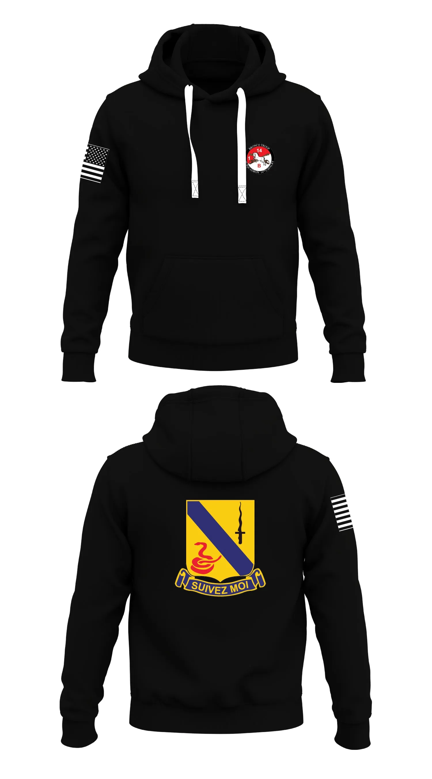 Bronco Troop, 1-14 Cav Store 1  Core Men's Hooded Performance Sweatshirt - 64020452291