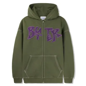 Butter Goods - Fabric Applique Zip Hoodie Army