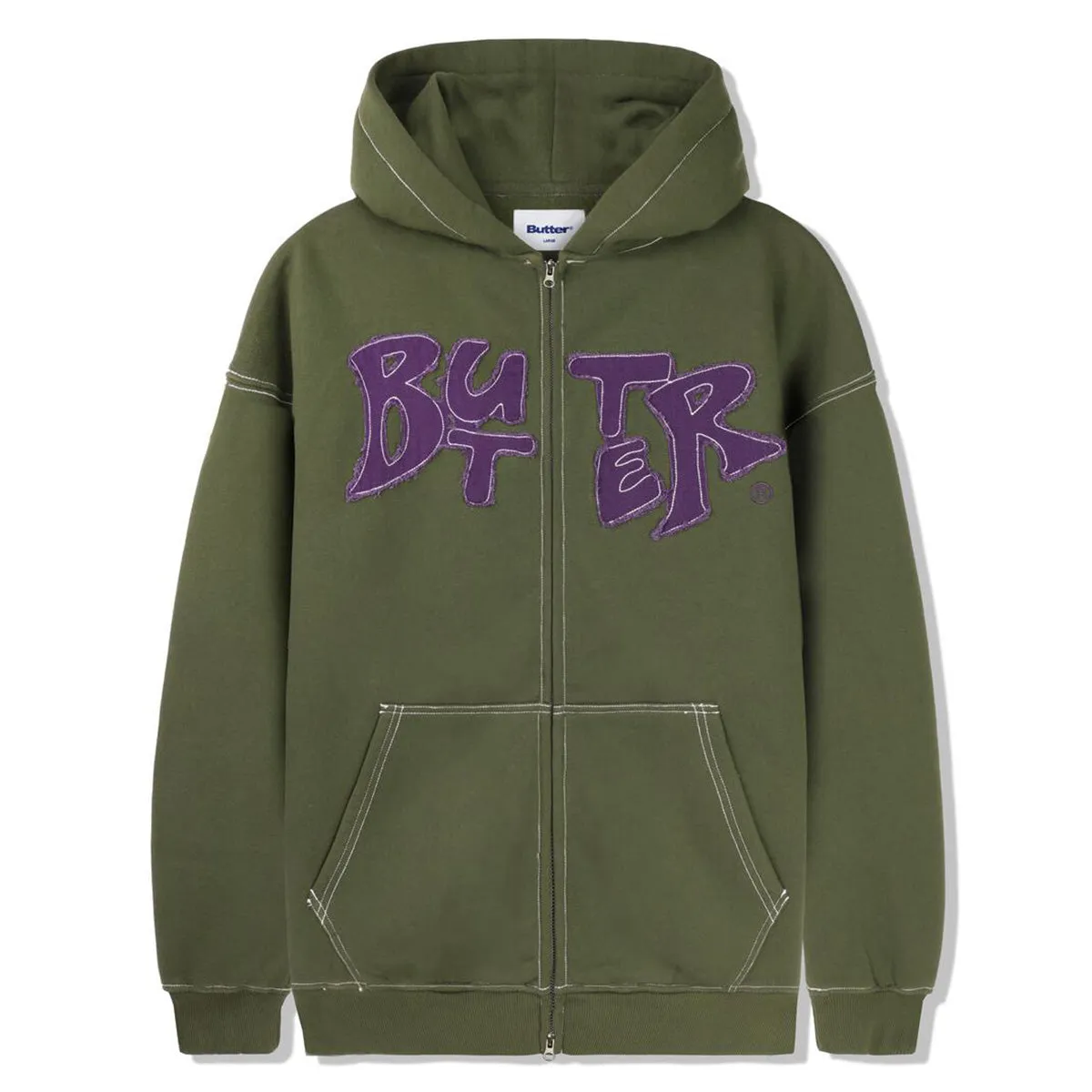 Butter Goods - Fabric Applique Zip Hoodie Army