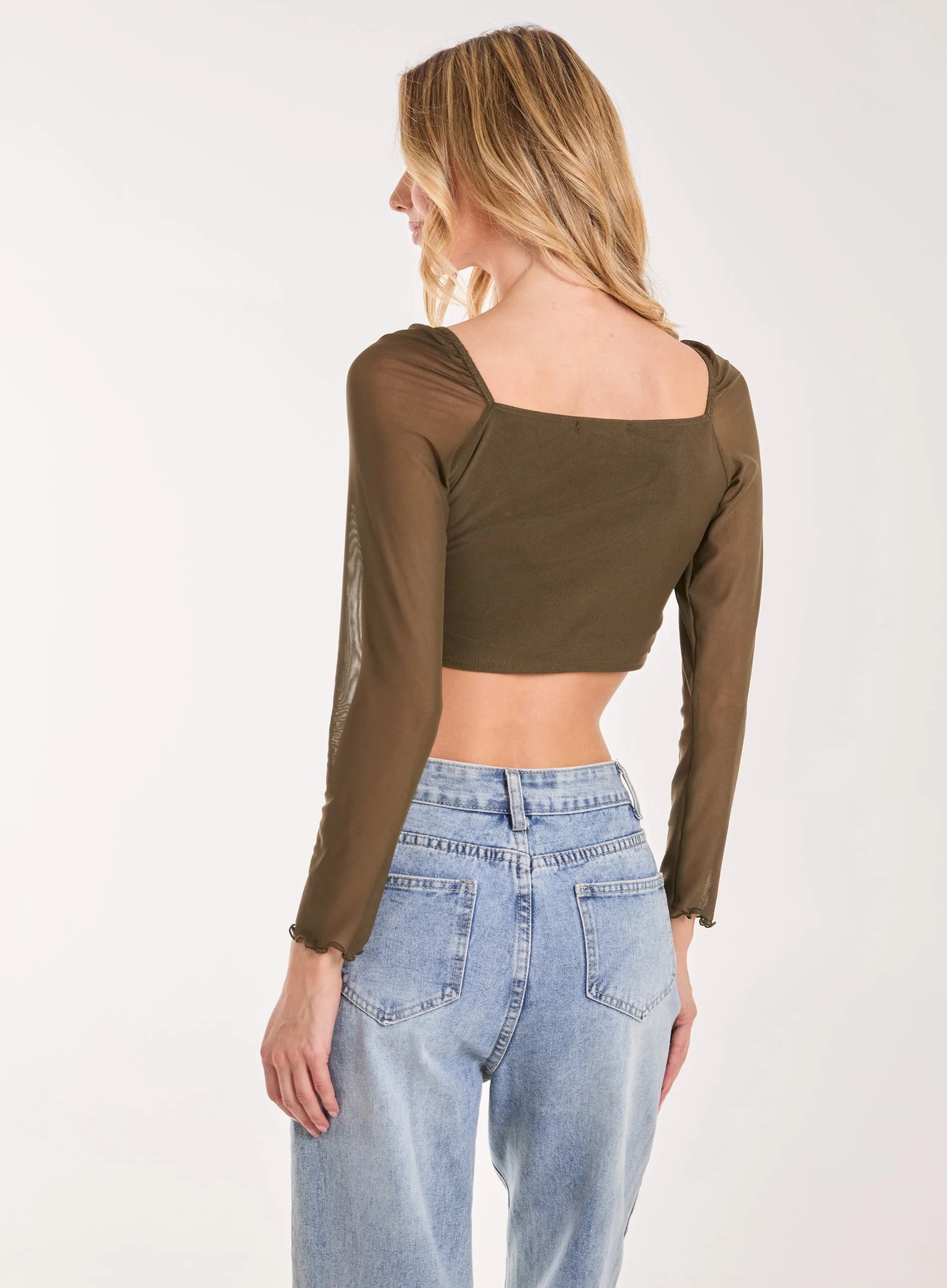 Butterfly Long Sleeve Mesh Top
