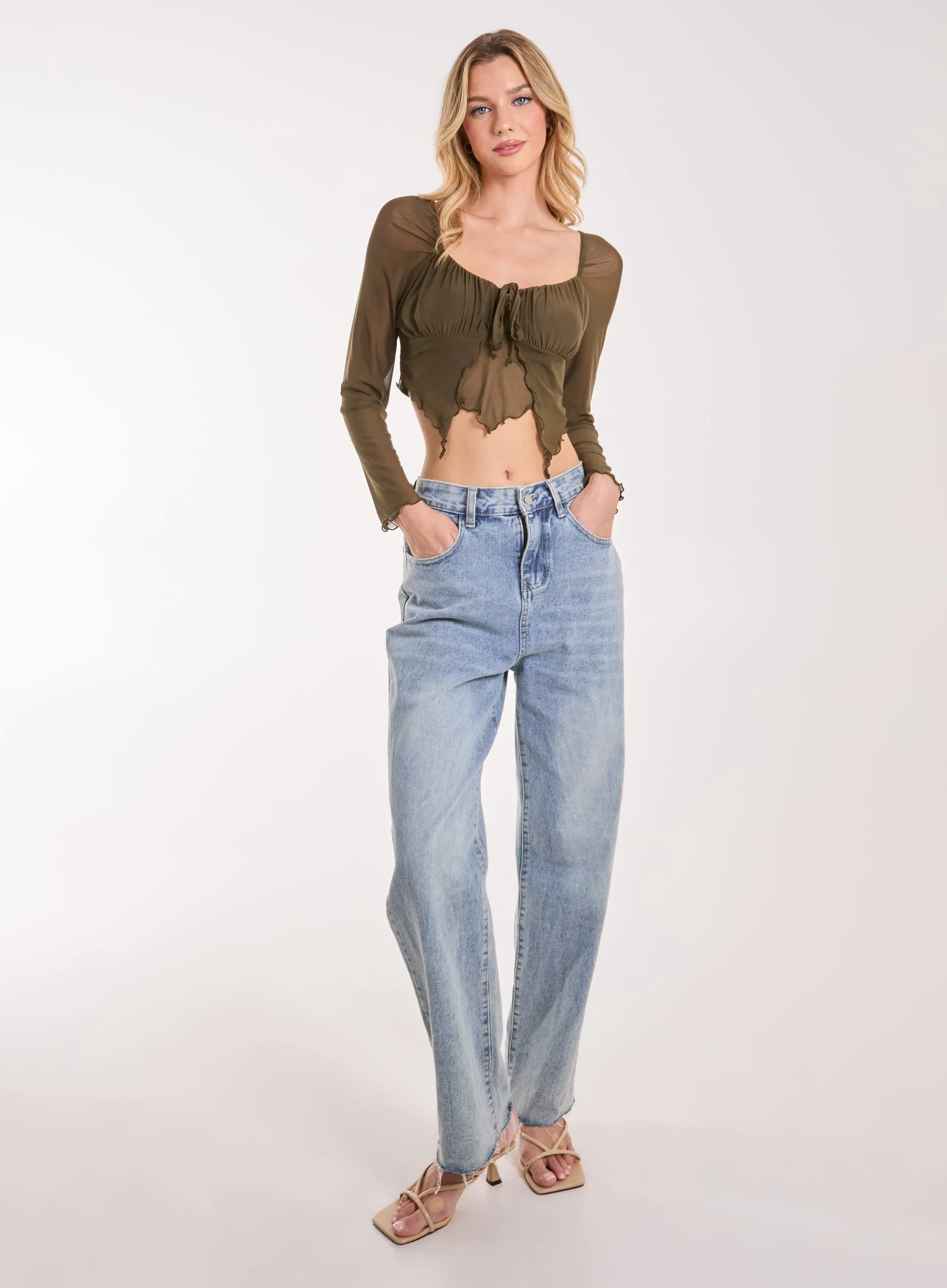 Butterfly Long Sleeve Mesh Top
