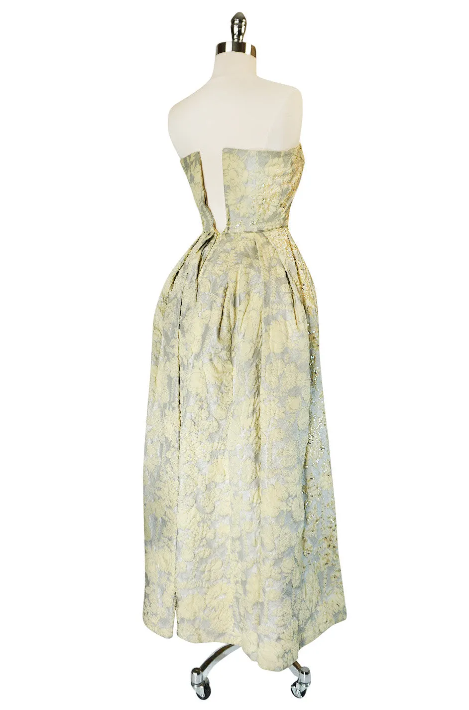 c.1953 Christian Dior Couture Silver & Sequin Fantasy Gown