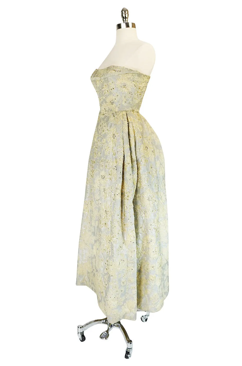 c.1953 Christian Dior Couture Silver & Sequin Fantasy Gown