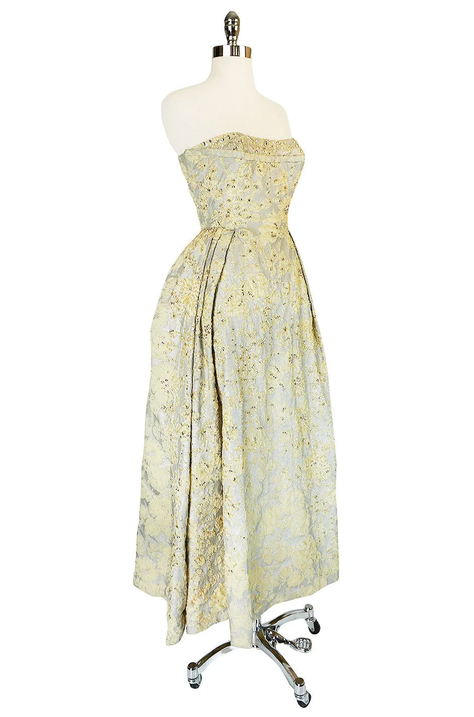 c.1953 Christian Dior Couture Silver & Sequin Fantasy Gown