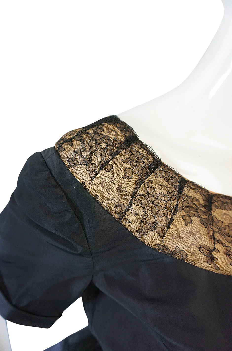 c1959 Gustave Tassel Couture Fine Silk Taffeta and Lace Dress