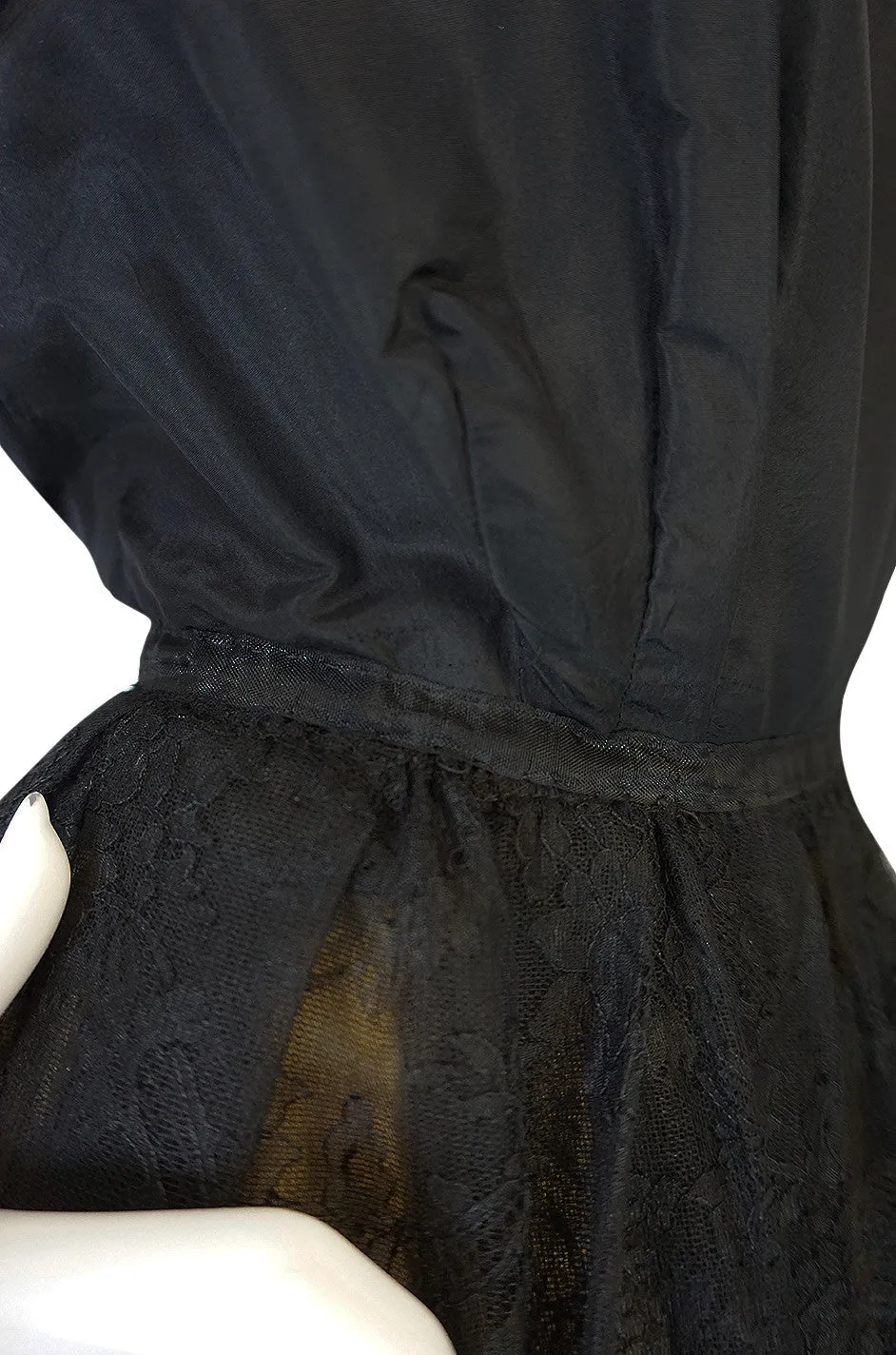 c1959 Gustave Tassel Couture Fine Silk Taffeta and Lace Dress