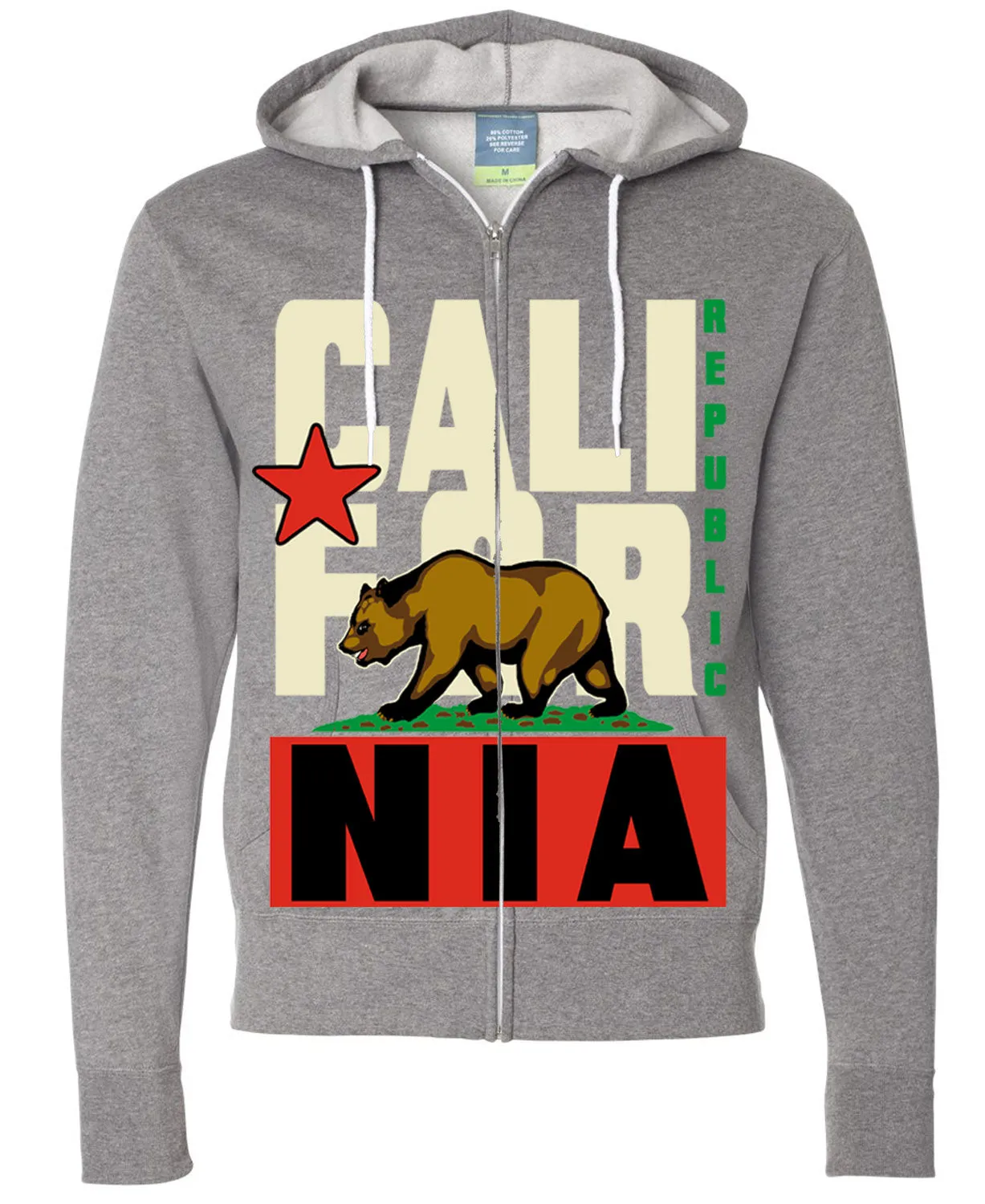 California Flag Original Retro Text Zip-up Hoodie Asst Colors