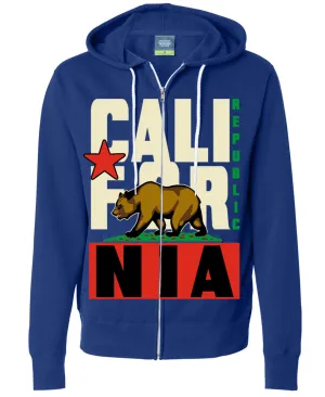 California Flag Original Retro Text Zip-up Hoodie Asst Colors